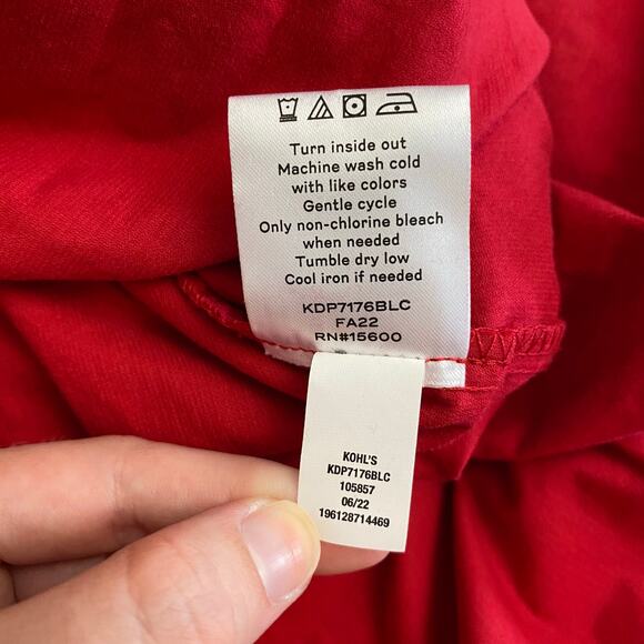 Draper James RSVP NWT Corduroy Ruffle Puff Sleeve Dress Womens Size 1X Red - Picture 9 of 9